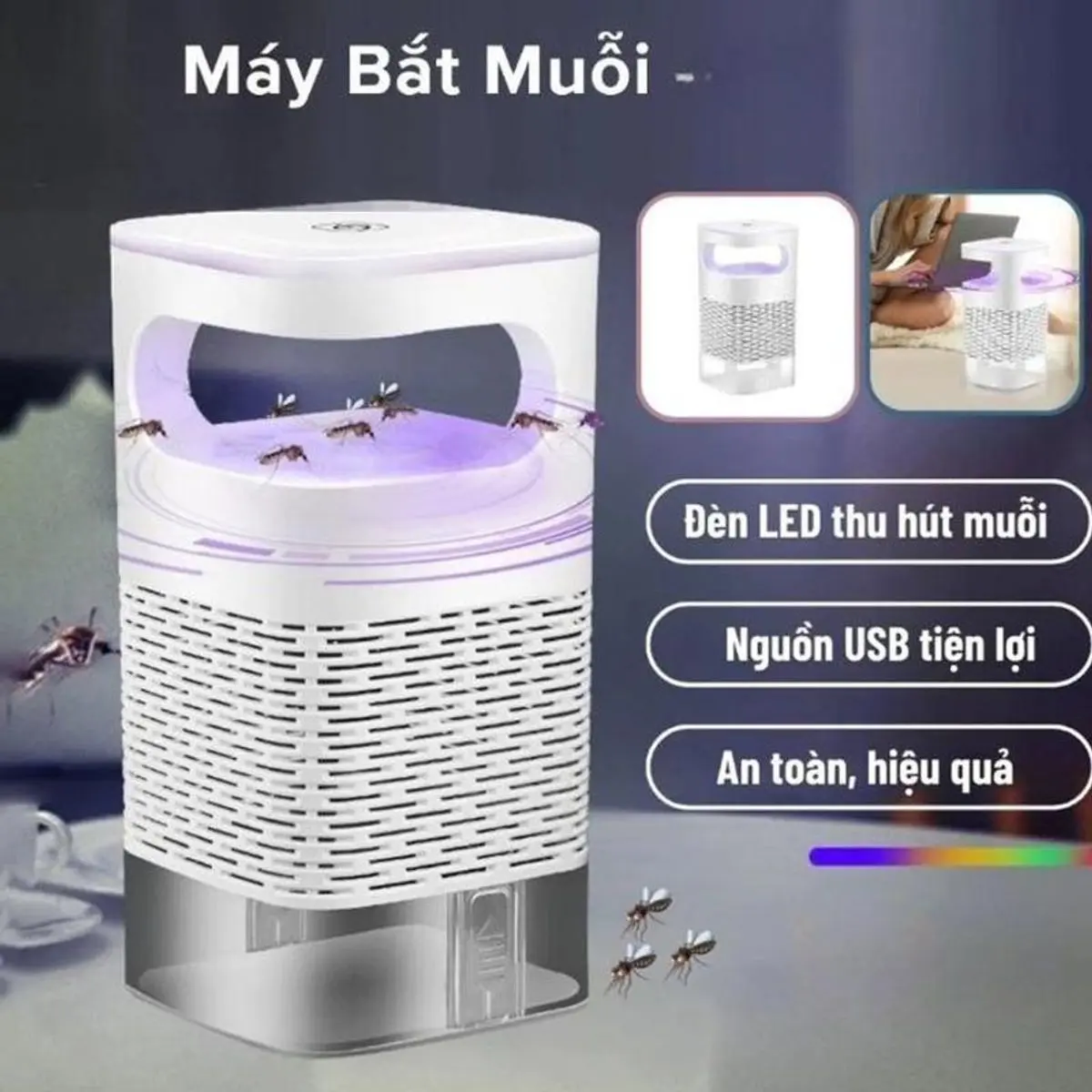 Đèn bắt muỗi-máy bắt muỗi diệt côn trùnġ thông minh kiêm đèn ngủ có cổng sạc USB Máy Đuổi Muỗi phun