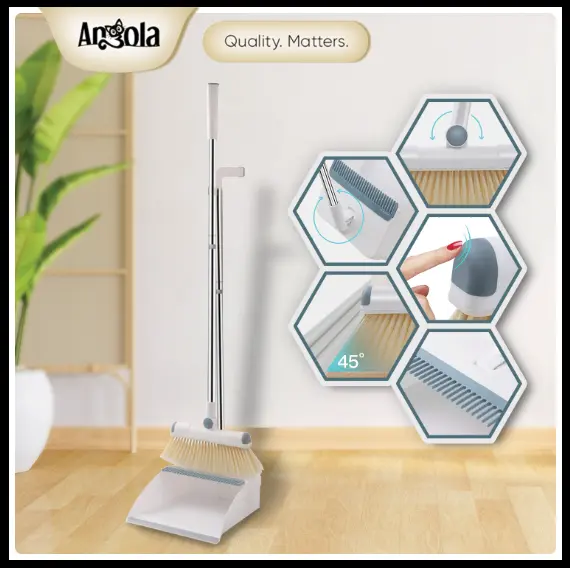 ANGOLA Satu Set Sapu Pengki Pembersih D63 Broom Set Dustpan Sapu Lipat Kombinasi Pengki Sapu Lantai 2