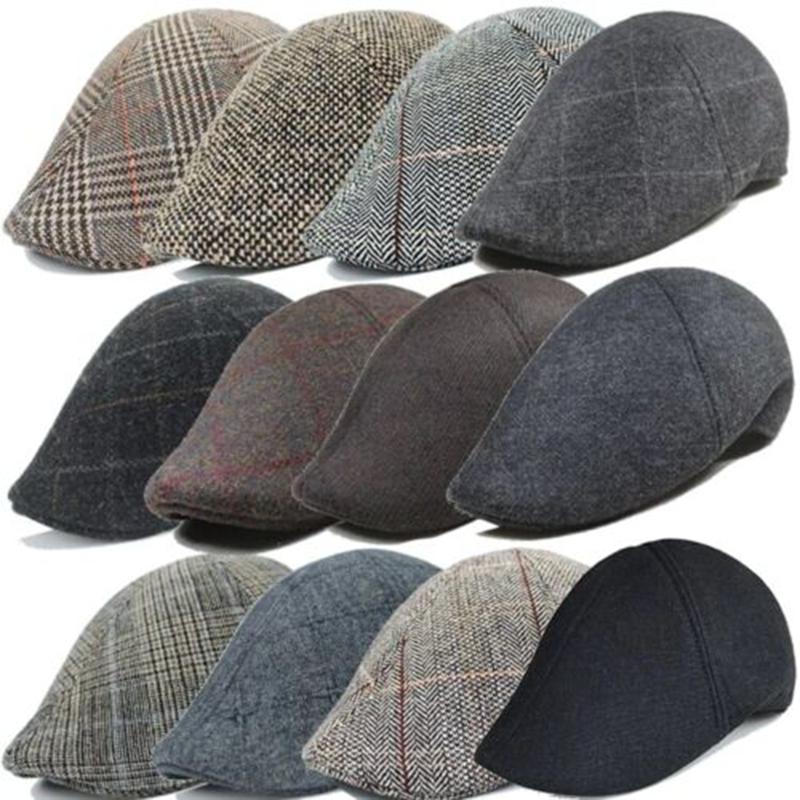 One-size Mens Cap Durable Newsboy Style Classic Design Flat Cap Herringbone Pattern Versatile Color  Hat for Casual Wear Outdoor Activities Formal 1