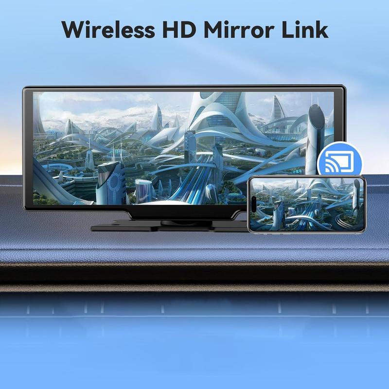 Product Introduction of 10.2 Inch Wireless Car Player, Portable Car Player with Adjustable & Detachable Mount, 4K Dash Cam & 1080P Backup Camera, HD IPS Touchscreen, GPS Navigation, Bluetooth-compatible, Car Stereo, Radio 5