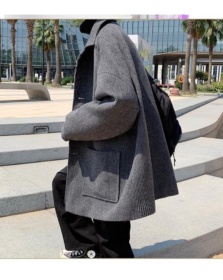 Product Introduction of Autumn Winter Cotton-Padded Coat Mid-Length Design Windbreaker Men's Korean-Style Trendy Casual Cape British Style Coat Woolen Coat 8