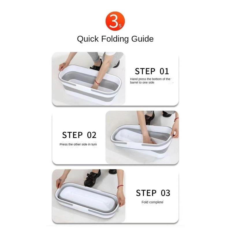 Product Introduction of New 55cm Mop Cleaning Bucket Plastic Space-Saving Fishing Bucket Collapsible Rectangular Cleaning Basin for Traveling Camping 27