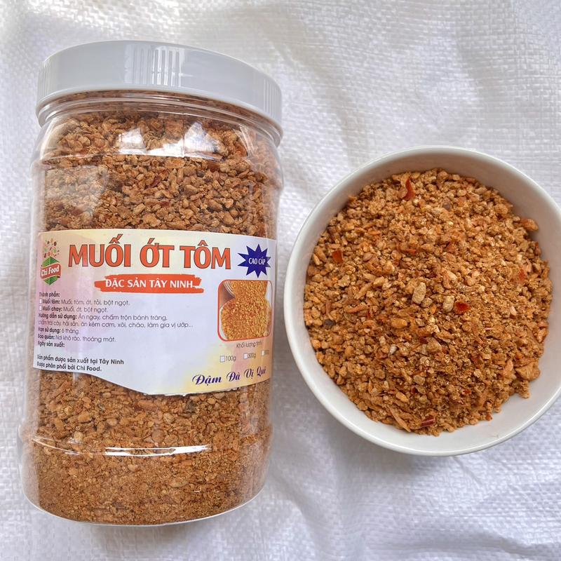 Muối Tôm Tây Ninh ít mặn Hũ 500GR Trộn bánh tráng thơm ngon
