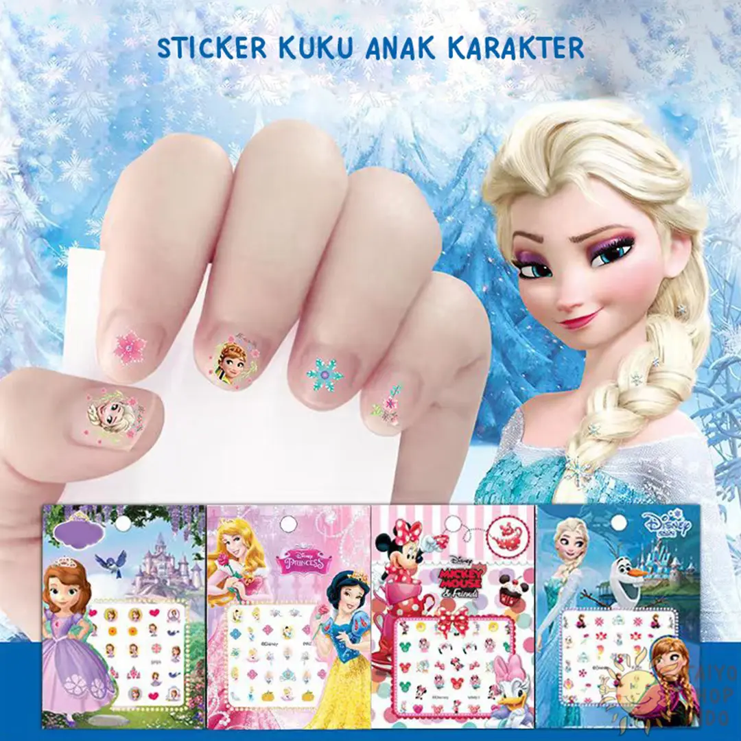 Stiker Kuku Anak Perempuan Karakter Sticker Nail Art Motif Princess Putri Kartun
