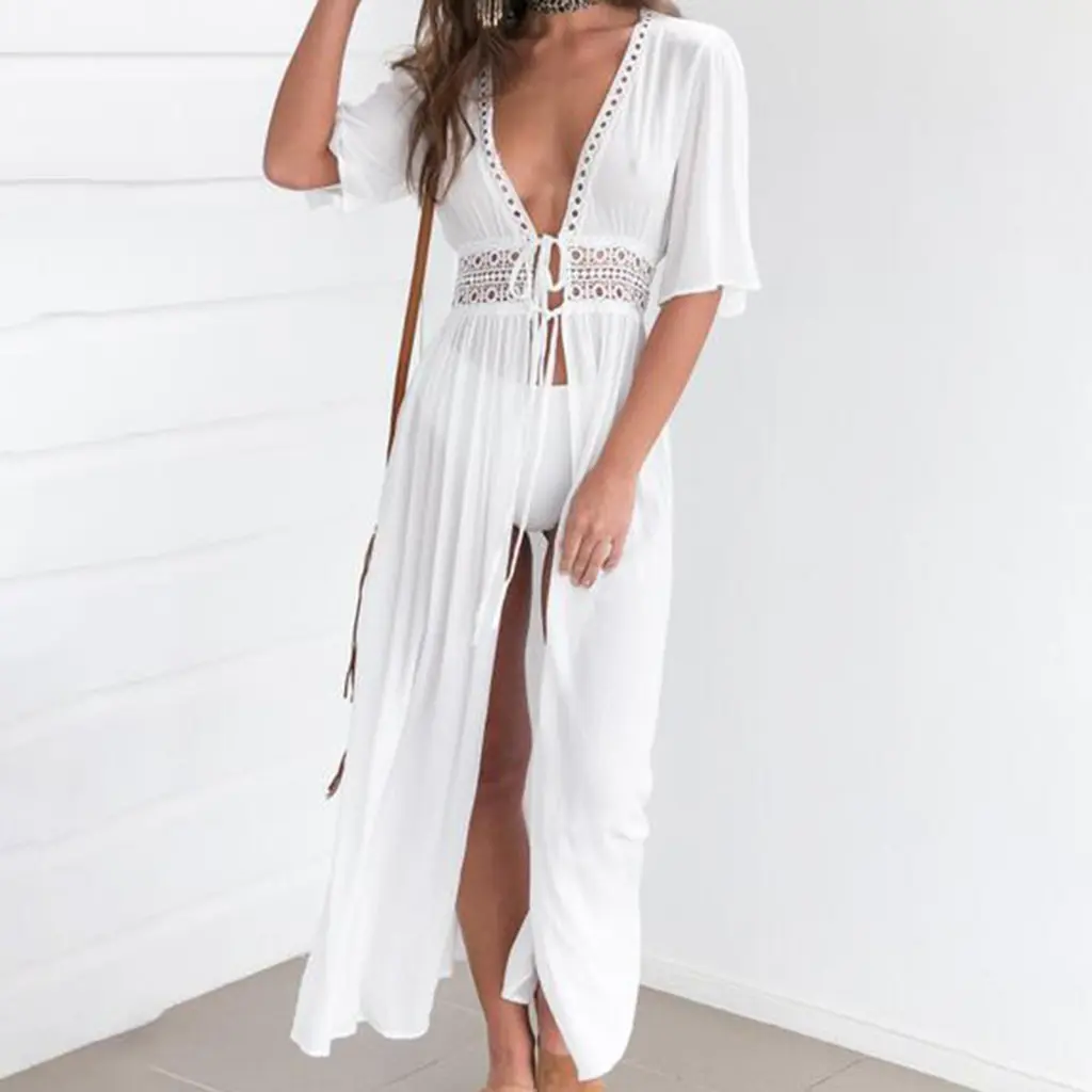 [Untaine] Swimwear Cover Up Lace-up Summer Thin Beach Cover Up Sweet Beachwear