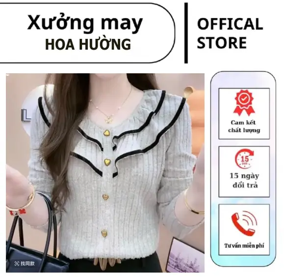 [HT-10 ] Áo Kiểu Nữ  Dài tay  , Chất len lông thỏ mềm mịn , giữ ấm tốt 0