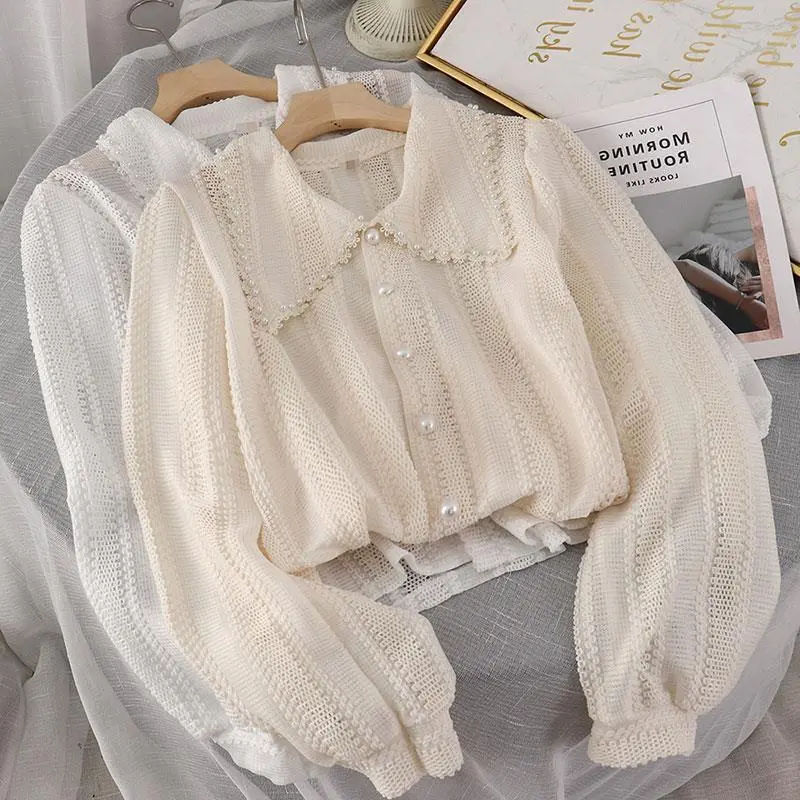 2024 New Autumn Coat Doll Collar Fashion Trend White Shirt