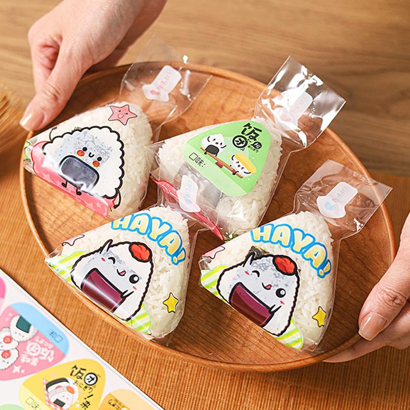 50Pcs Cartoon Triangle Rice Ball Packaging Bag Stickers Seaweed ...