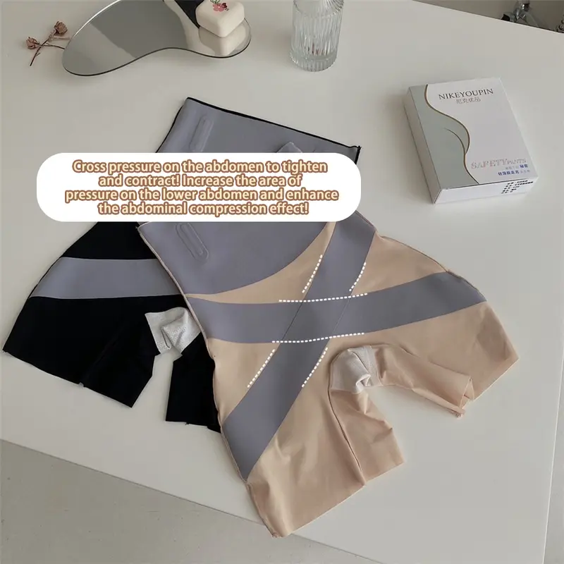 Quần Định Hình Thể Thao, Cạp Cao, Bó Eo, độn Hông, Liền Mạch, Đáy Độ Co Giãn Cao, Màu Trơn Chéo Nổi, Cỡ Lớn, Thích Hợp Cho Quần Legging Thể Thao 1