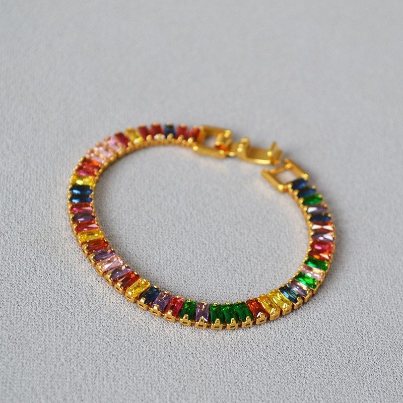 Vòng tay tennis FLAT đá màu/đá trắng Sparklevn