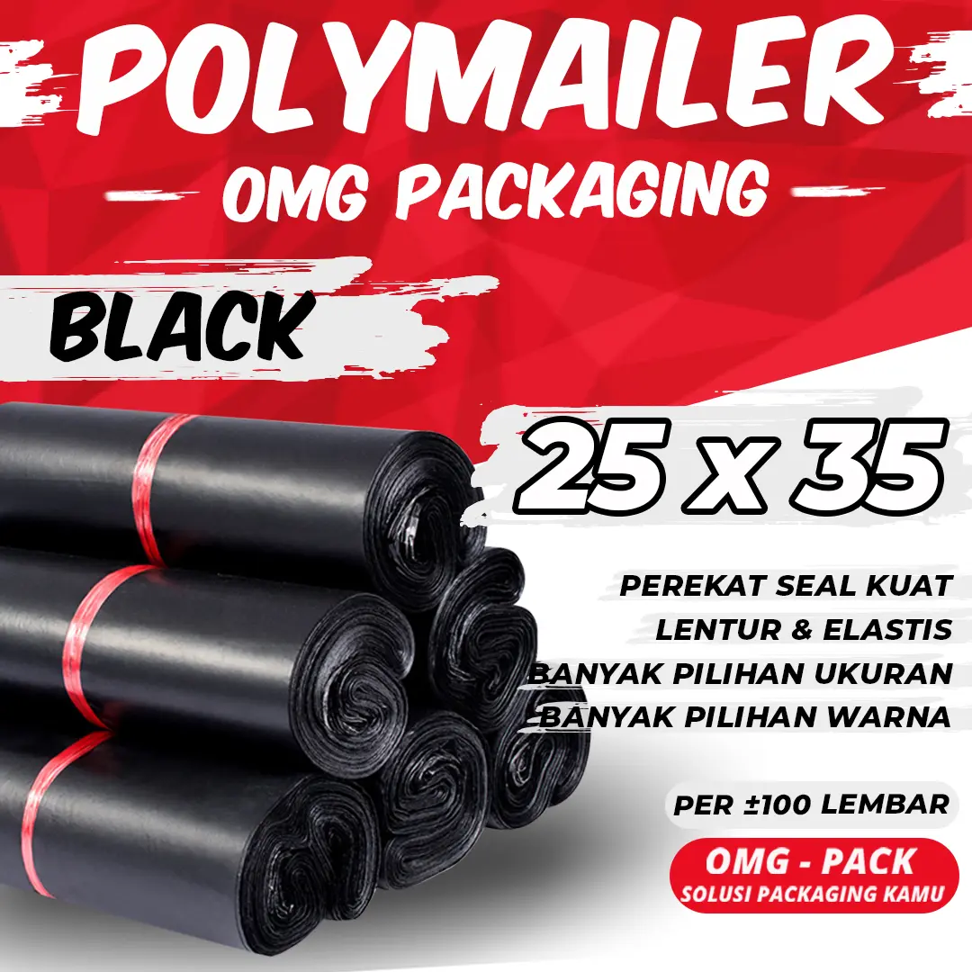 PLASTIK POLYMAILER BLACK MATTE  Uk 25x35 Kantong Amplop Tebal Premium Online Shop Packing Baju 100 Pcs