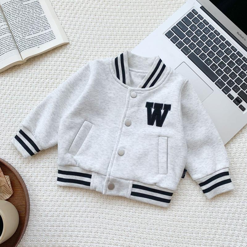 Product Introduction of Infant Toddler Jacket Ins Spring Autumn New Boys and Girls Short Baseball Jacket Baby Embroidered Letter Jacket Trendy 30