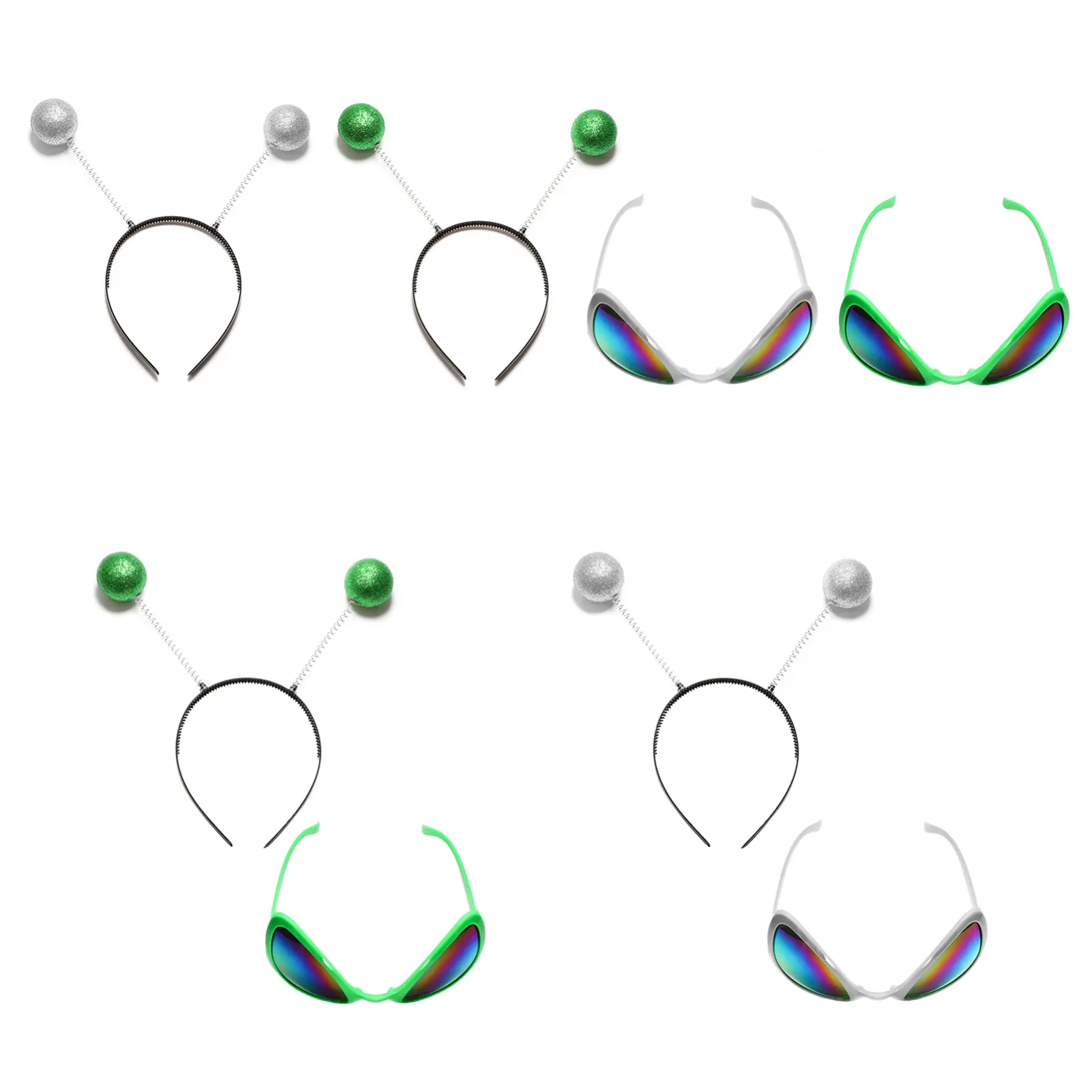 Trang phục người ngoài hành tinh, Kính ống kính cầu vồng, với băng đô Ăng Ten sao Hỏa, Boppers, dành cho người lớn và trẻ em, quà tặng bữa tiệc, iEFiEL