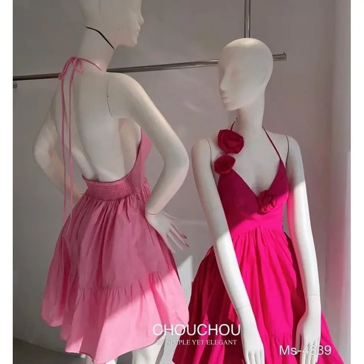 Váy 2 Dây Cổ Tym Đính 3 Hoa Quyến Rũ
