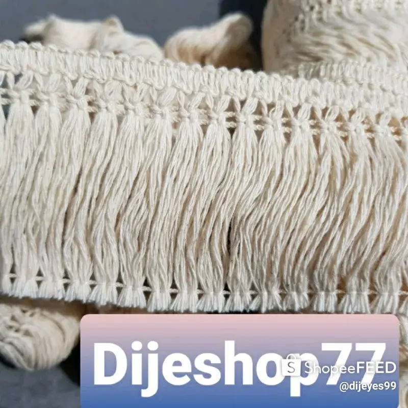 Renda Rumbai katun 6 cm ( Meteran ) / rumbai katun 6cm / renda dayak renda gombyok / renda kostum baju adat etnik rumbai bohemian / tassel lace Renda