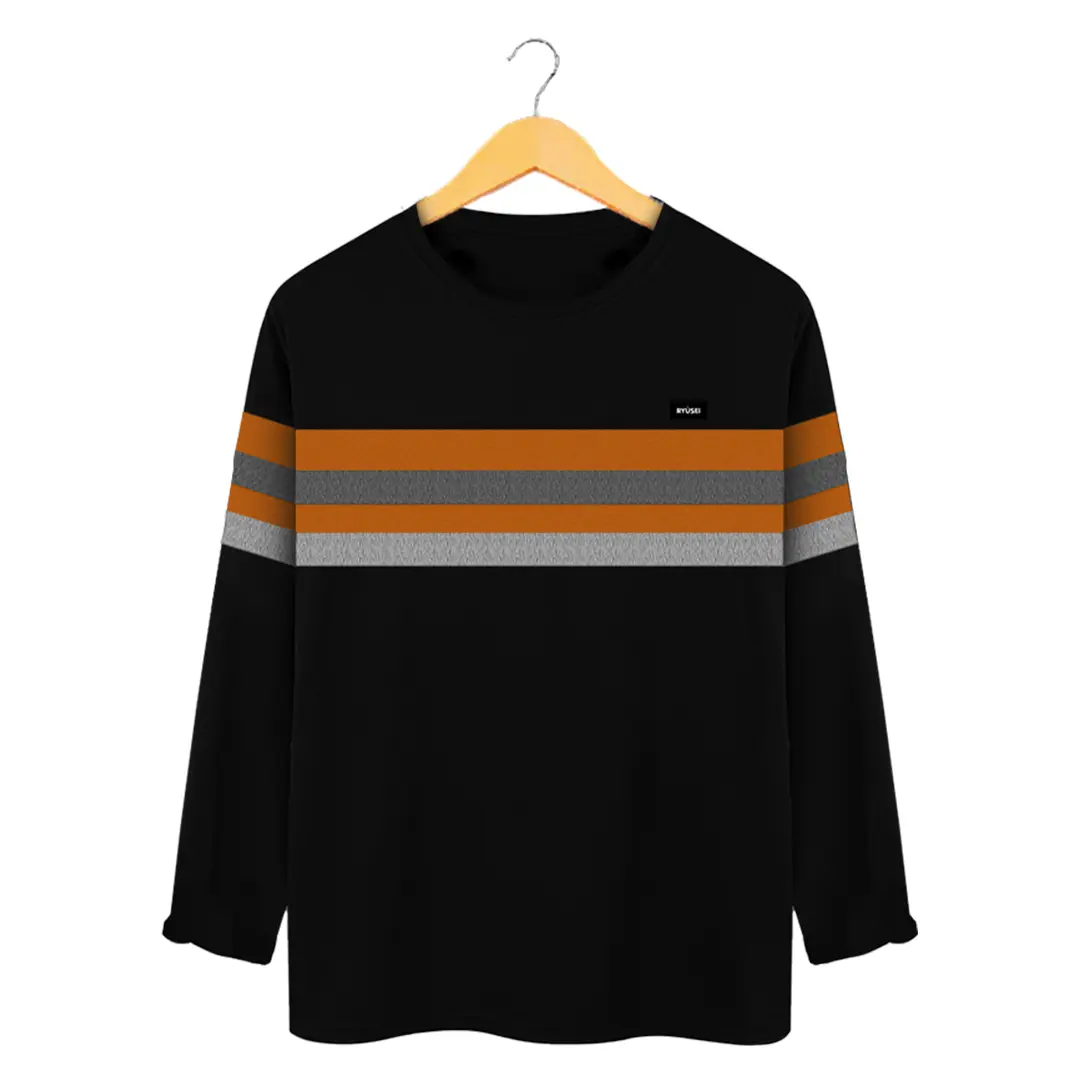 Ryusei Kaos Pria Lengan Panjang Kazama Black
