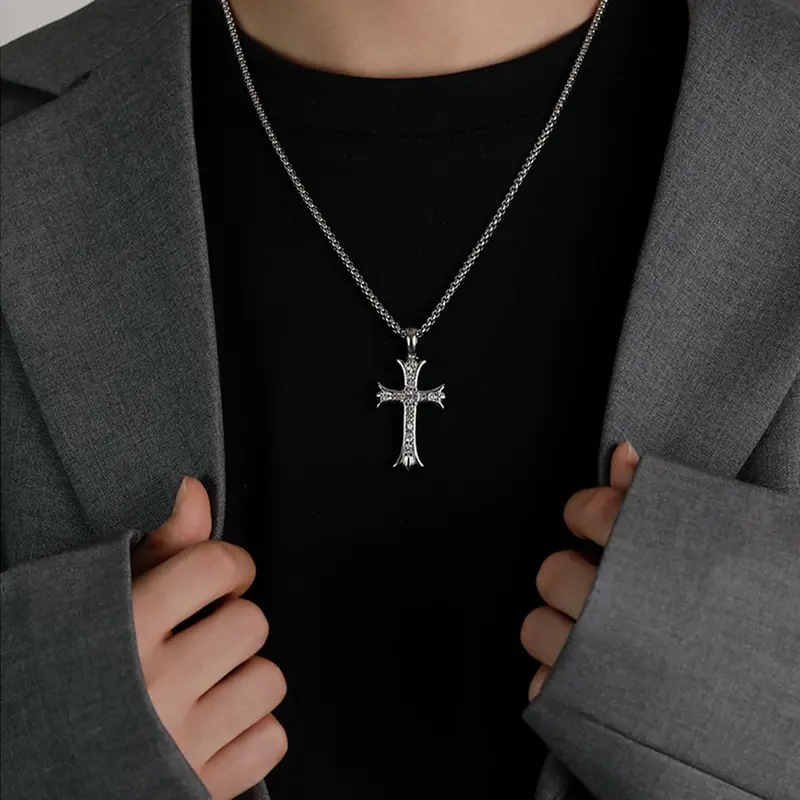 Vòng cổ Màu bạc nhiều lớp, unisex, Y2k, Hip Hop Titan Chain Jewelry Trang Sức Dây Chuyền Nữ 4