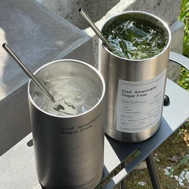 Product Introduction of Ly giữ nhiệt America tặng kèm ống hút inox; ￼Ly giữ nhiệt ICED AMERRCANO Inox 304- Cốc Giữ Nhiệt có kèm ống hút (600ml) binh  giu  nhiet 3