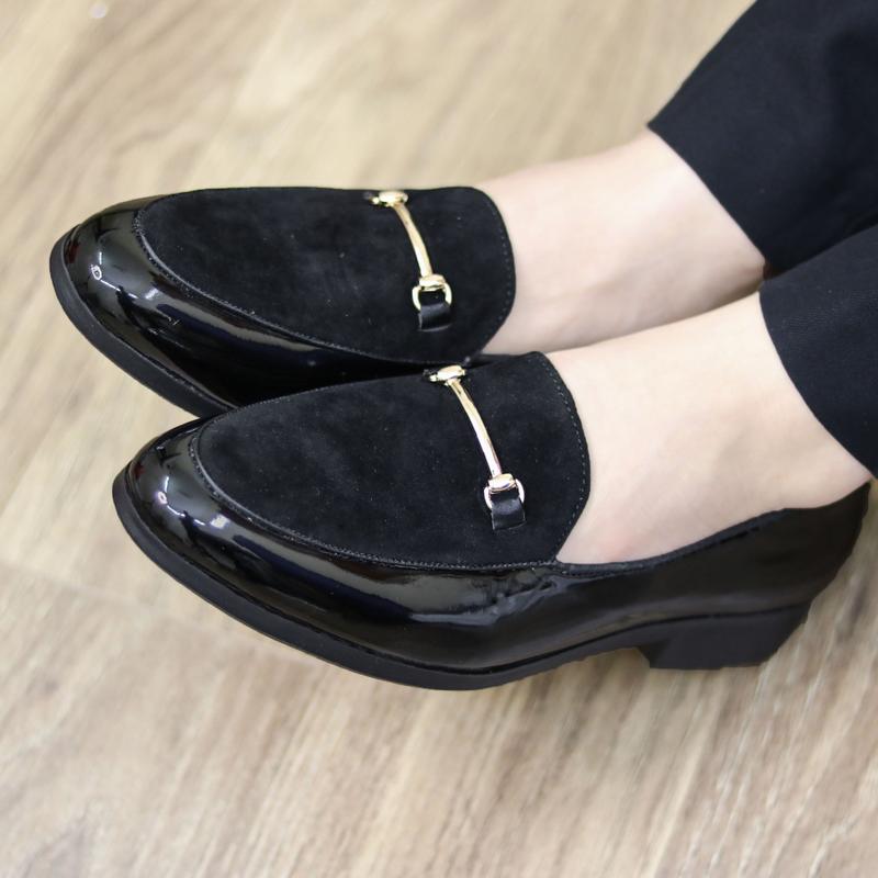 Giày Lười Nam Mặt Da Lộn Mã L190- Giày Nam Công Sở Màu Đen Đế Cao 3cm - Giày Nam Giá Rẻ 1