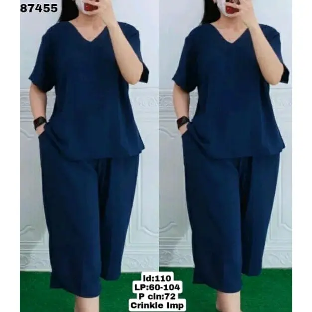 Setelan Andin Murah Terbaru Crinkle Airflow - Bahan Adem dan Tidak Nerawang Wanita Celana Atasan Dewasa 2