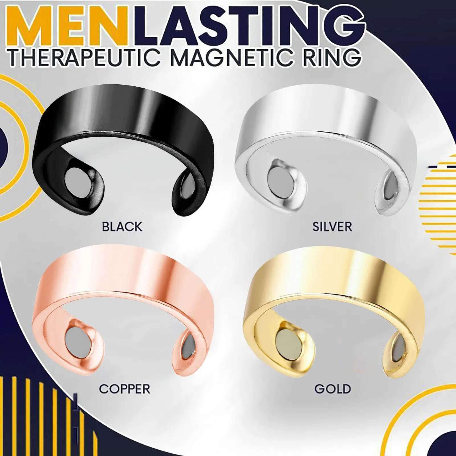 2024 New European and American Hot-selling Popular Personalized Magnet Ring Magnetic Therapy Ring Creative Opening Ring Health Care Ring