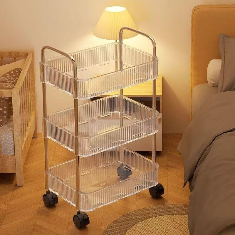 Transparent acrylic trolley rack bathroom bedside snacks bedroom floor ...