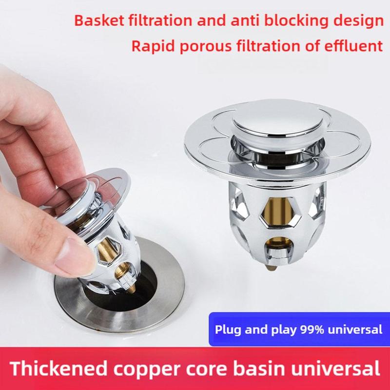 Product Introduction of Universal Sink  Washbasin Water Head Leaking Stopper Push-type Copper Basin Filter Bath Tub Drain Stopper Deodorant Plug Accessories 26