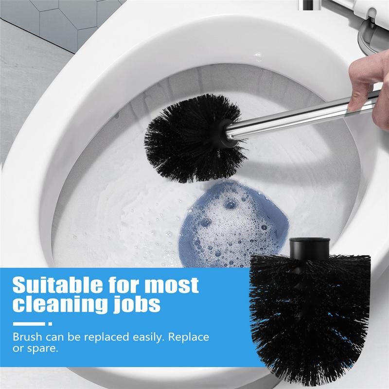Replacement Stainless Steel WC Bathroom Cleaning Toilet Brush Black Head 5