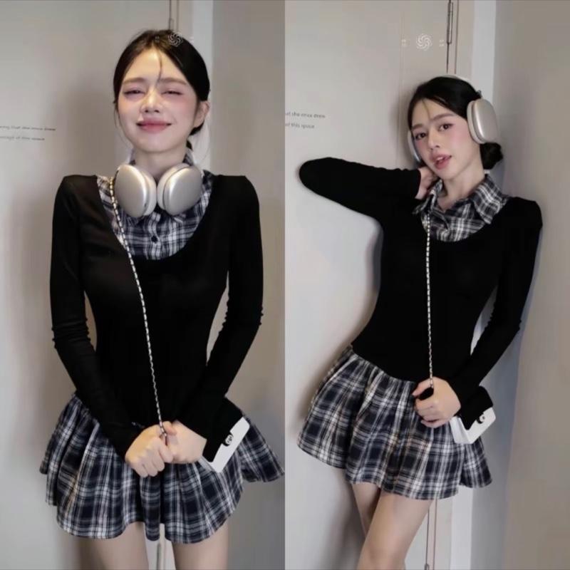  Đầm CARO phồng xoè tay dài 