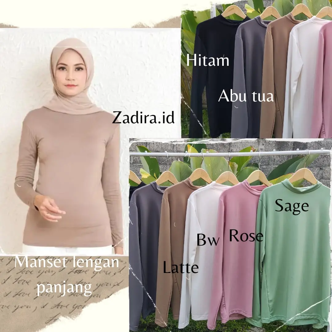 MANSET JERSEY LENGAN PANJANG DALAMAN KEBAYA ATASAN muslimAH baju basic wanita