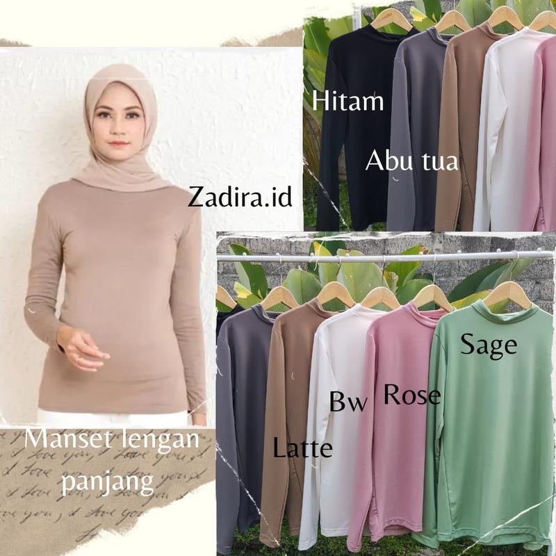 MANSET JERSEY LENGAN PANJANG DALAMAN KEBAYA ATASAN muslimAH baju basic wanita 0