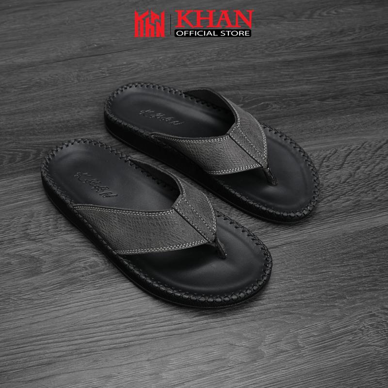 Dép Kẹp Nam Trơn Da Bò KHAN ,Đế Đúc Nguyên Khối ,Khâu May Toàn Bộ , KHAN Kẹp N DéP Đế Bằng