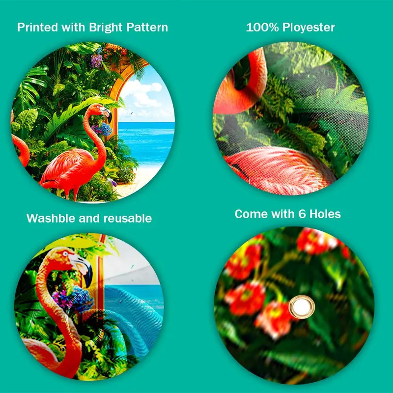 Flamingo & Tropical Plant Pattern Garage Door Banner, 1 Count Durable Garage Door Decoration, Home Decor Supplies for Farmhouse Party 7