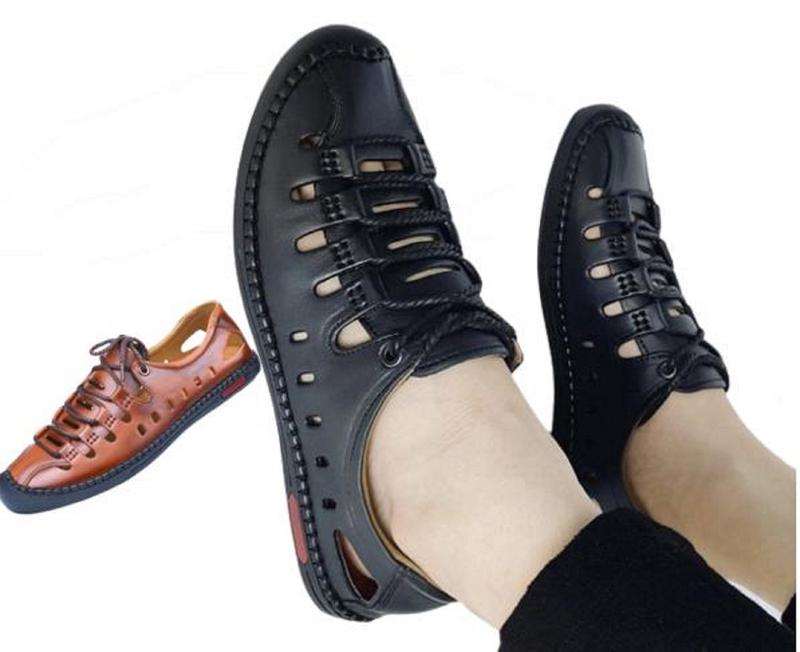 Giày Rọ nam Lỗ Thoáng Đế Bằng ( Rọ  Da Bò Đế Khâu Mềm Mã SD01) đế  Cao Su khâu chỉ chắc chắn