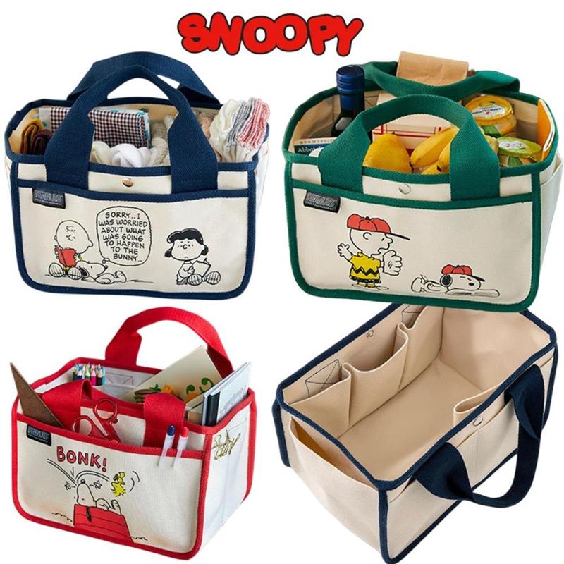 Snoopy Túi Vải Bố Nhật Bản Túi Xách Tay Snoopy Đa Chức Năng Dụng Cụ Sắp Xếp Để Bàn Túi Đựng Đồ Túi Đi Học Túi Vải canvas In Hình snoopy Dễ Thuơng Phong Cách Nhật Bản Bag