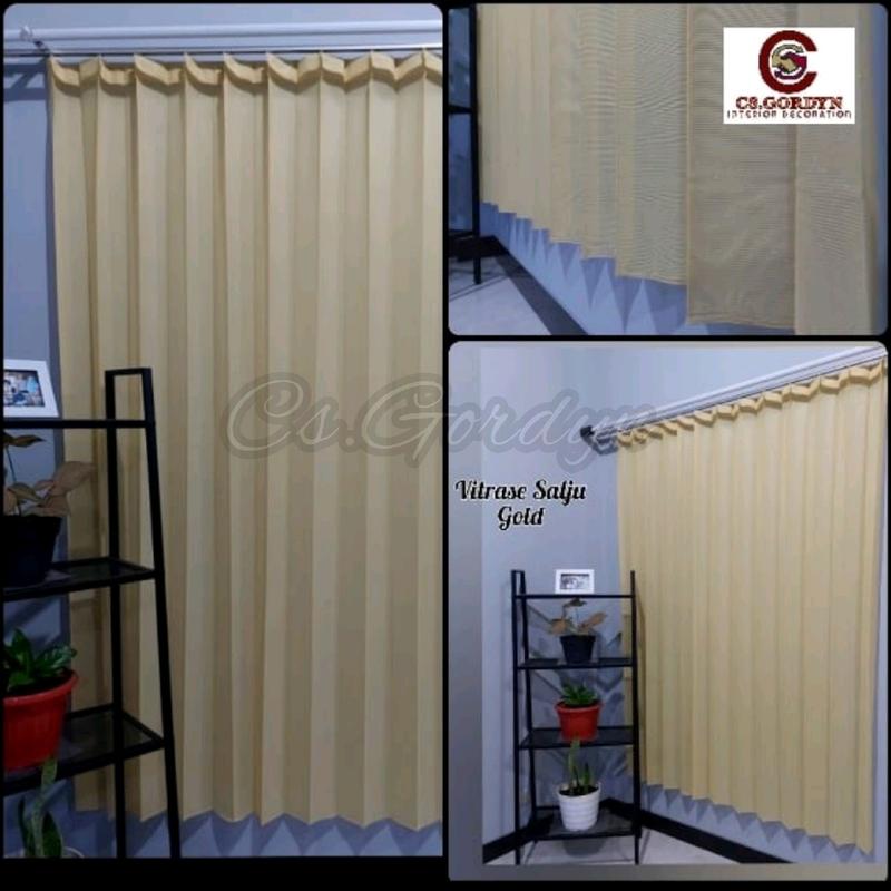 Gorden Vitrase Polos motif salju untuk puring vitrase Jendela Pintu warna Putih dan Kuning Curtain 6