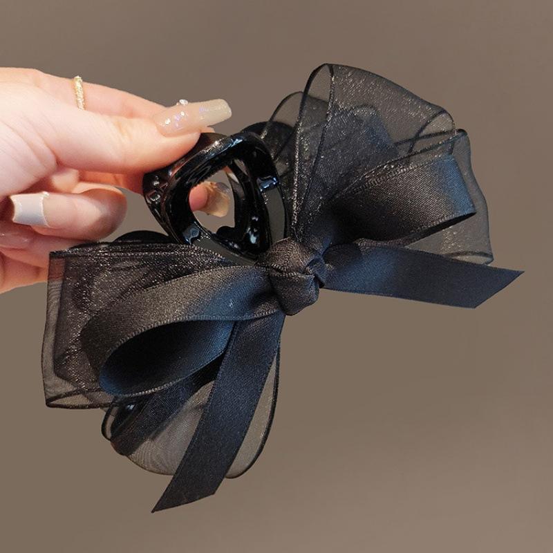 Kẹp Lấy Nơ Lưới Màu Đen, Phong Cách Thanh Lịch, Kẹp Tóc Chảo Âm Lượng Lớn, Mũ Cài Tóc, Kẹp Cá Mập, Thích Hợp Cho Bé Gái, Kẹp Đầu, Thanh Lịch Và Thanh Lịch, Kẹp Thìa, Mặt Sau Của Đầu