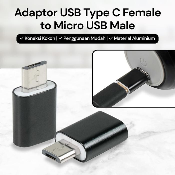 Jual Adaptor USB Type C Female ke Micro USB Male - Black - Jakarta ...