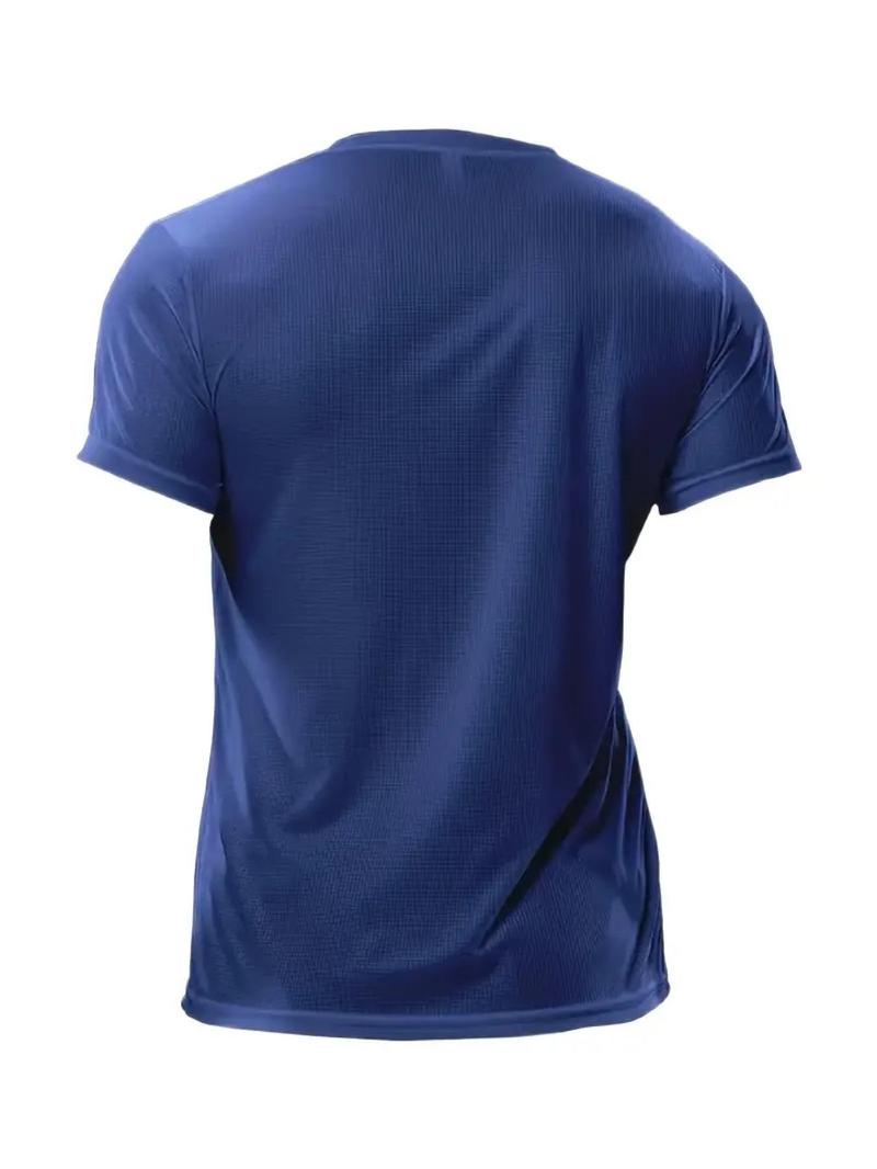 Product Introduction of Men's Solid Round Neck Sports Tee, Breathable Quick Drying Crew Neck T-Shirt, Casual Sporty Top for Gym Workout Running 2