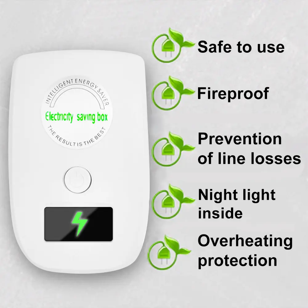 2024 Newest Multi-Functional Electricity Power Saver with Night Light Effective Electric Saver Device Sonic Energy Saving Box Save 50% PH Plug 90V-250V