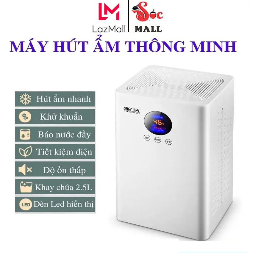 Máy hút ẩm Xianke SAST gia đình phòng ngủ máy hút ẩm tầng hầm nhỏ khô hộ gia đình hấp thụ độ ẩm khử ẩm, chồng nồm, dung tích chứa 2L, độ ồn thấp.Bảo hành 12 tháng