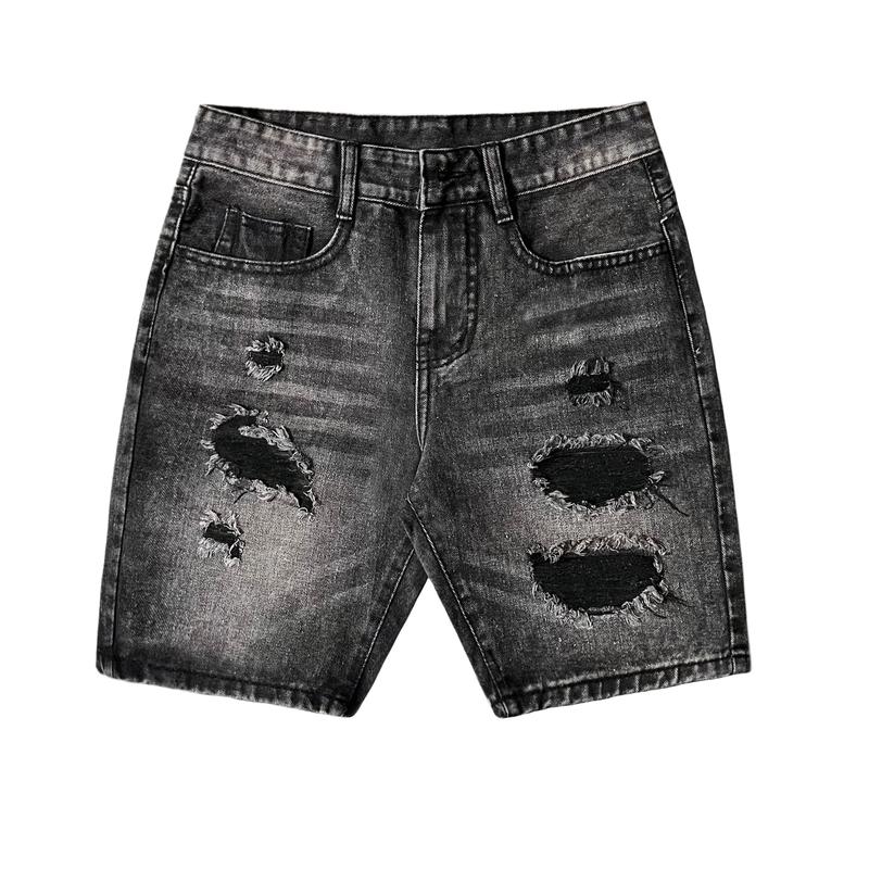 Quần short jean nam trắng rách chất bò quần đùi nam cotton không co dãn QS7A250 Menswear Có Túi Pants 8
