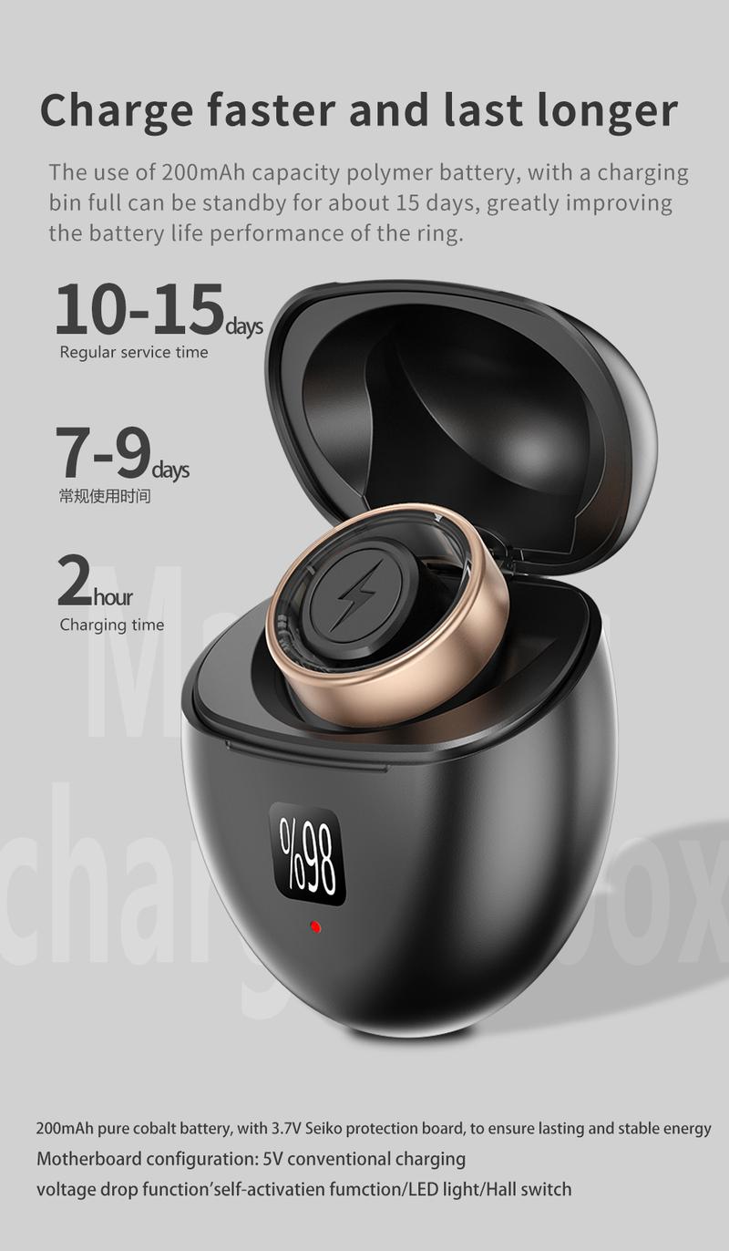 Product Introduction of Fashion SR05 smart ring Body temperature detection outdoor Titanium + epoxy resin smart finger ring Surprise Gift Box for love 22