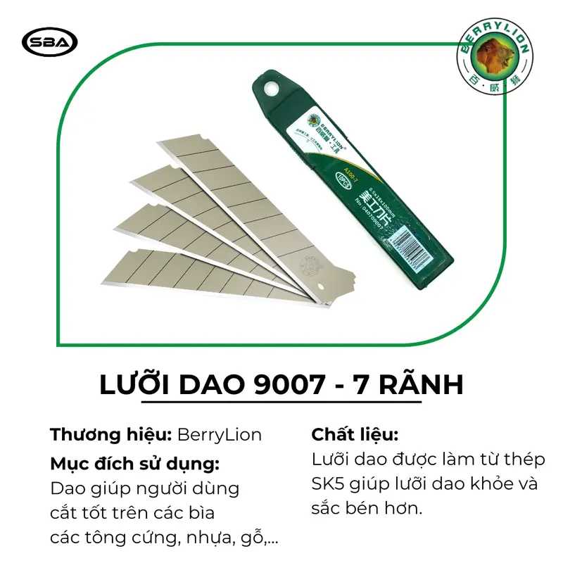 Lưỡi Dọc Giấy BerryLion Chất Liệu Thép Siêu Bền, 1 hộp 10 lưỡi 2