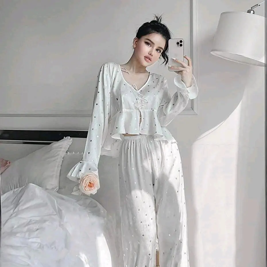 B55 Pijama Bi Óng Ánh Lụa Quảng Châu Cao Cấp Hottrend