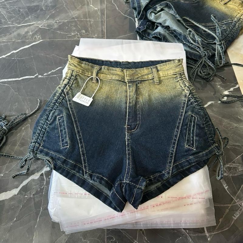 Quần short nử co giản đan dây màu loang bụi