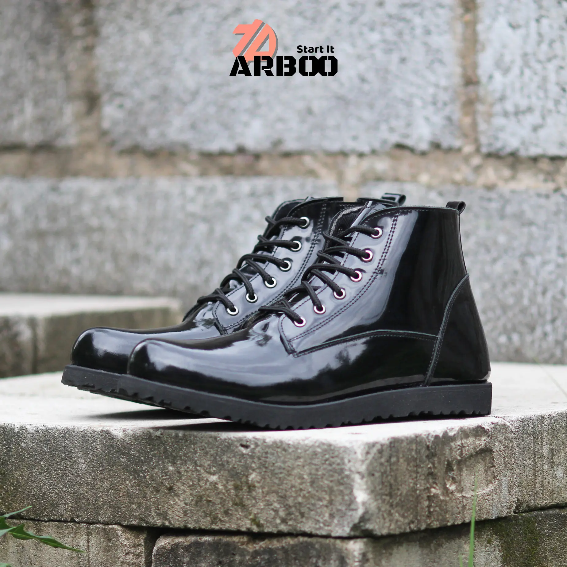 SEPATU PDH 01 DINAS TNI POLRI SOL DATAR KULIT SAPI ASLI MENGKILAP TANPA SEMIR MERK ARBOO ORIGINAL
