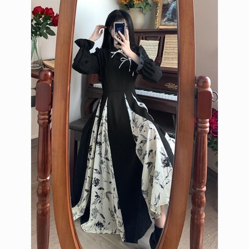 Váy Qipao Phong Cách Trung Quốc Phong Cách Quốc Gia Mới, Dành Cho Phụ Nữ, Mùa Xuân Và Mùa Thu, Ngoại Cỡ, In Cổ Điển Cao Cấp Chắp Vá, Váy Viền Lớn, Được Thu Thập Bởi 9865 Người 3