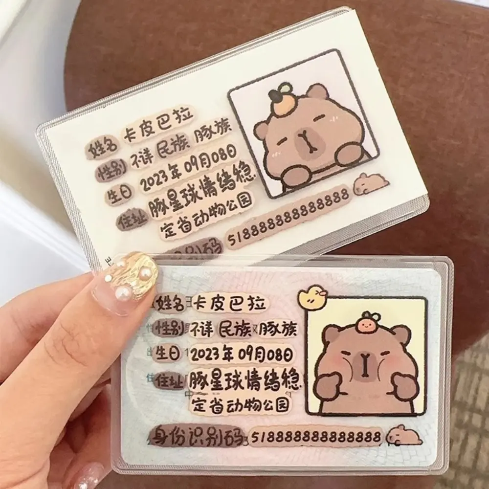 Tay Áo Thẻ ID Capybara, Phong Cách Kawaii, Bìa Bảo Vệ Thẻ Hoạt Hình, Chủ Ảnh Nhựa Động Vật, Thích Hợp Cho Thẻ ID, Chủ Bảo Hộ Du Lịch
