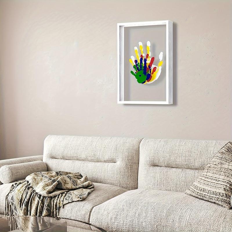 Family Handprint Kit Clear Family Hand Print Kit With 6 Paints Pen  DIY  Keepsake Wooden Frame Home Family Handprint Frame Gift 0